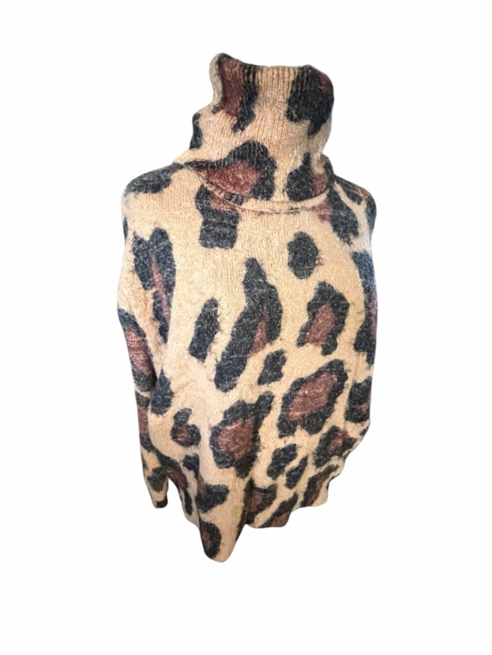 Show Me your Mumu Turtleneck Leopard Print Sweater Sz Small - Picture 3 of 14